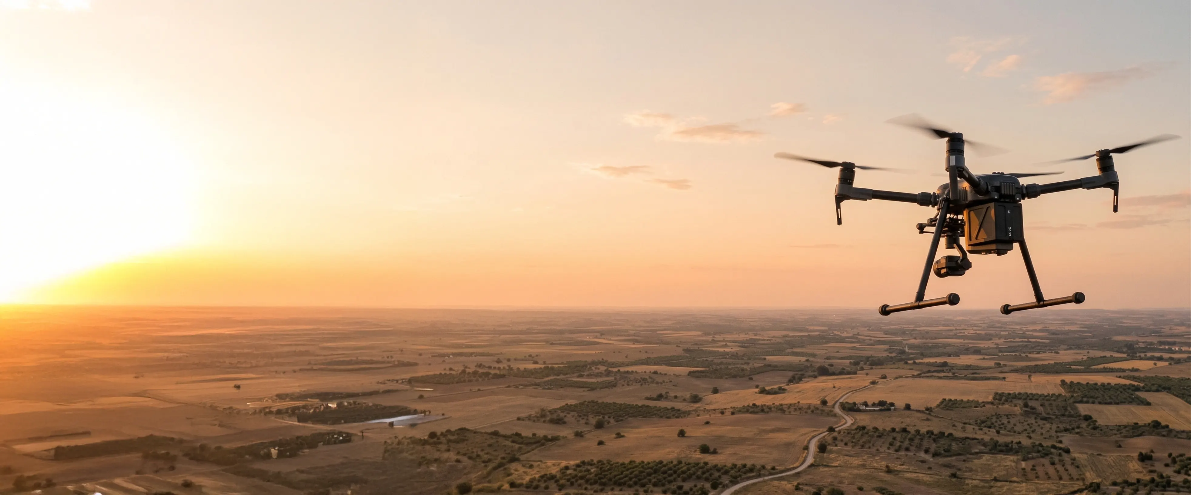 Terrain change detection drone over landscape