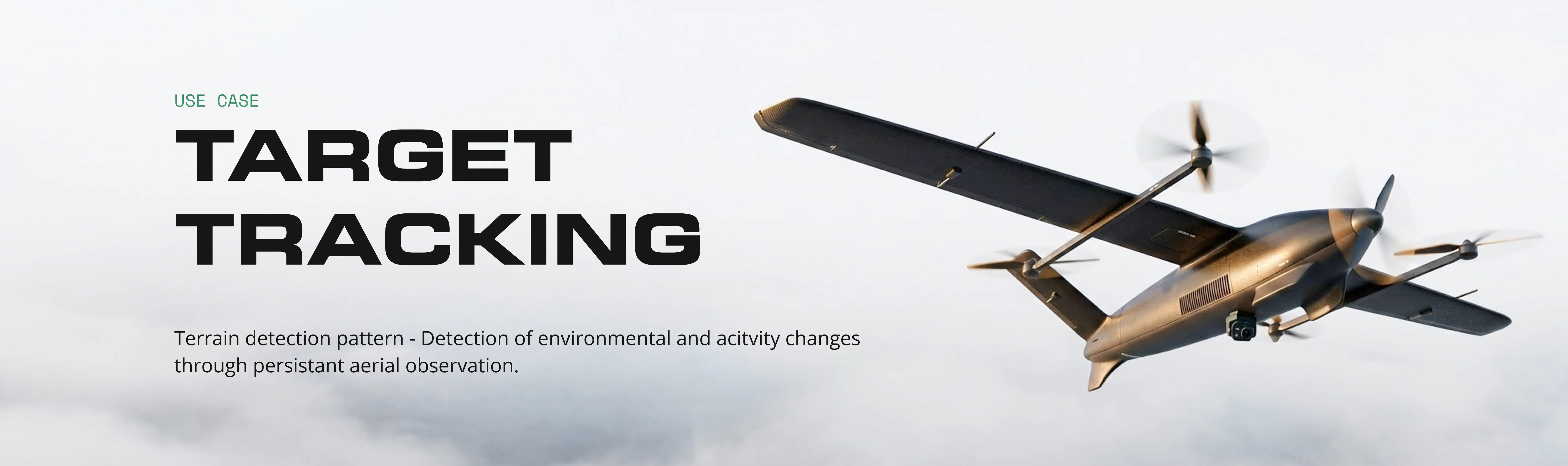 Target tracking drone over landscape