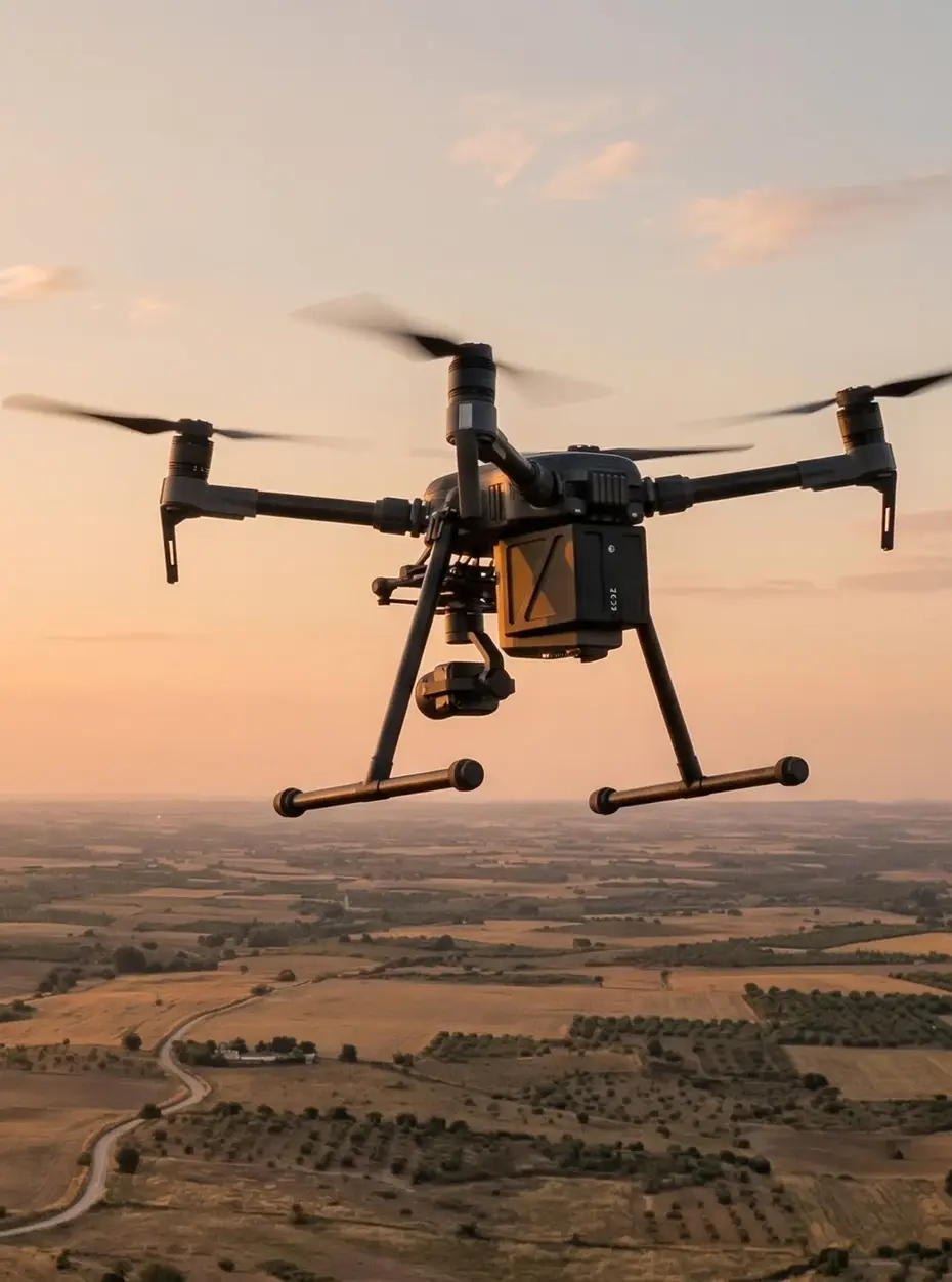 Terrain change detection drone over landscape